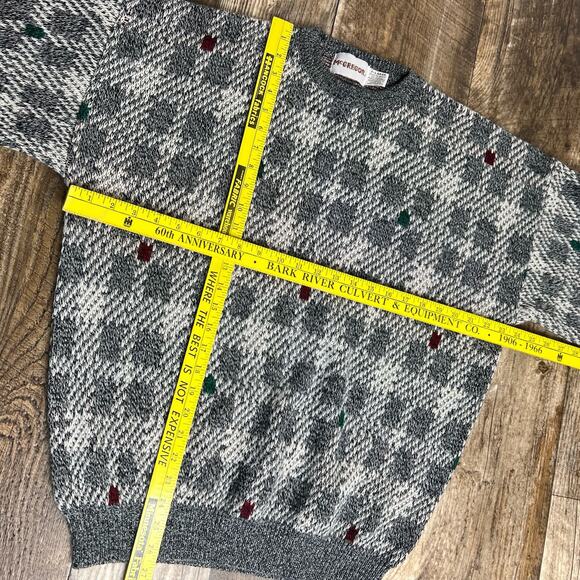 Vintage 90s Grandpa Dad Geometric Crewneck Sweater Mcgregor Size XL Gray White - Picture 5 of 8